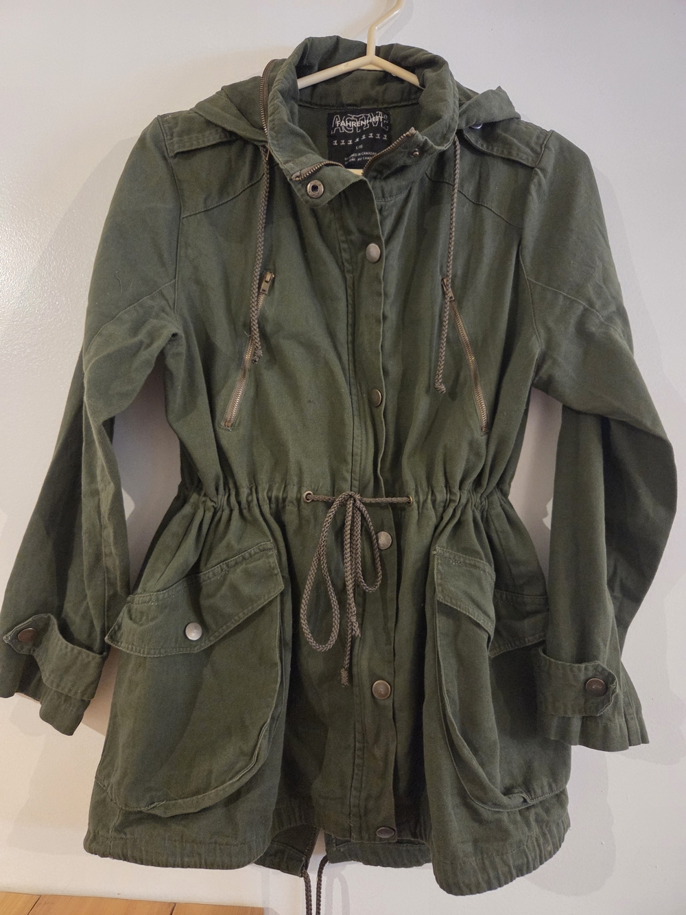 Fahrenheit Olive Green Utility Anorak Jacket Lrg